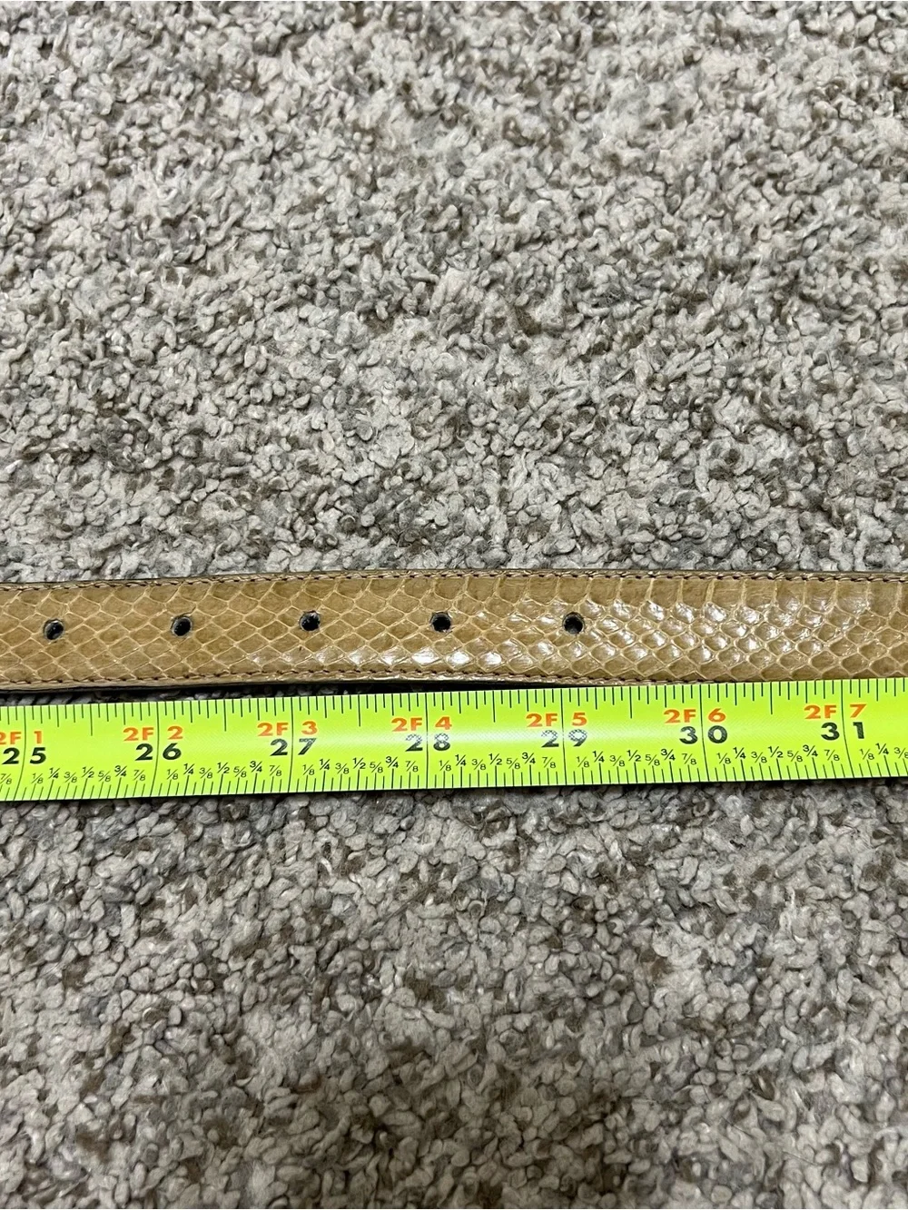 Women's Tan Snake Skin Leather Belt with Gold Buckle Size Small